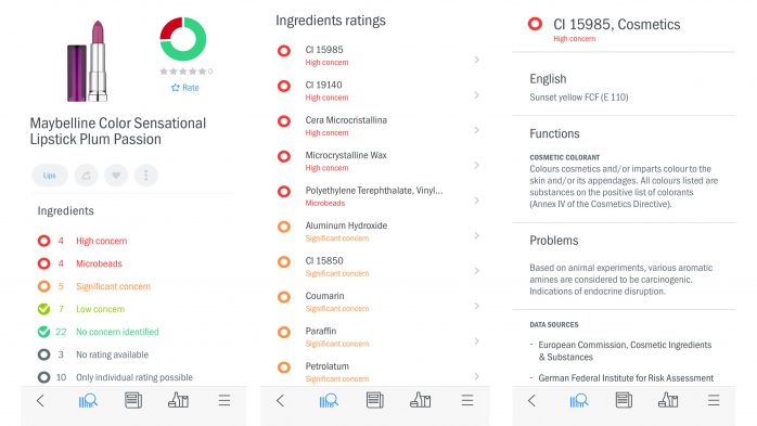 Makeup shop ingredient checker