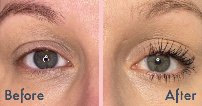 Pillow Talk mascara before and after