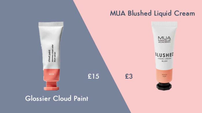 Cheap Glossier Cloud Paint alternative makeup dupe MUA Blushed Liquid Cream
