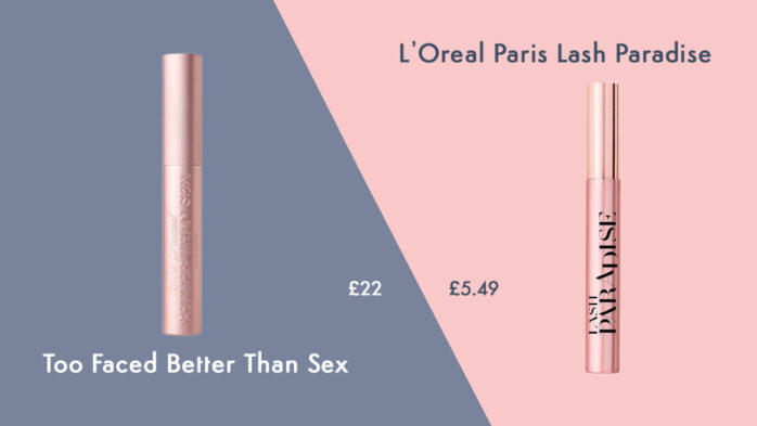 Too Faced Better than Sex mascara dupe cheap alternative from Loreal