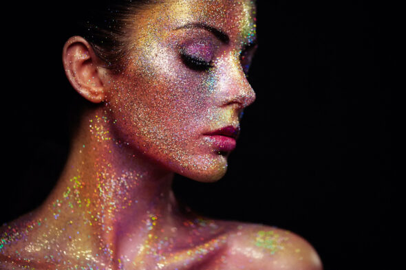 Glitter makeup products for eyes and face